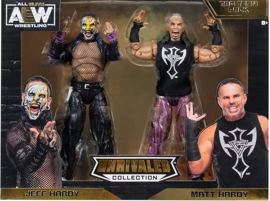 All Elite Wrestling AEW Unrivaled The Hardys 2-Pack - Two 6-Inch Figures with Soft Entrance Shirt Accessories BobKatEmporium